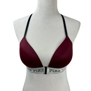Pink Victoria's Secret‎ Triangle Push Up Bra, 34C, Racerback, Logo Band, Purple